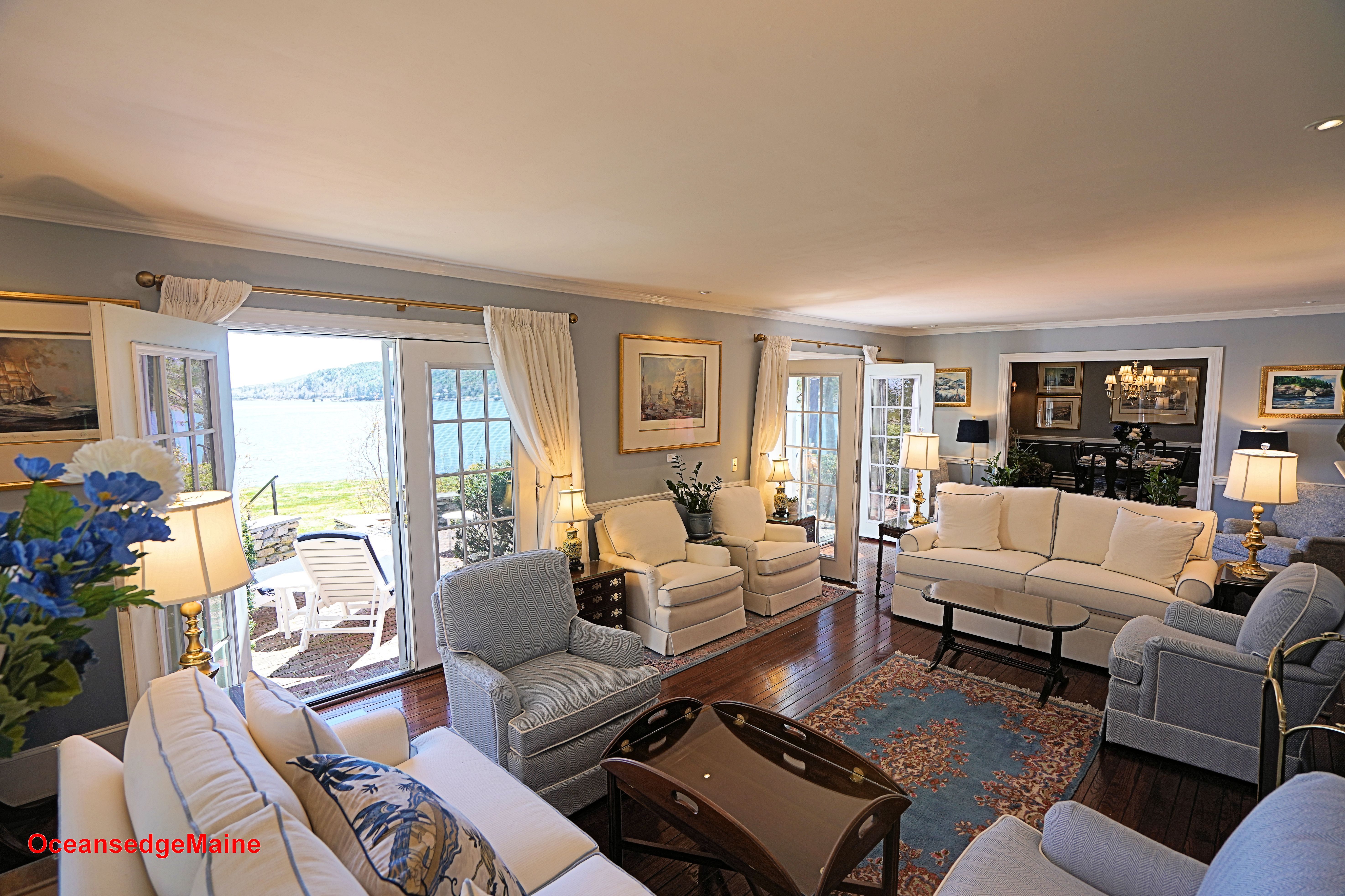 Oceanfront grounds at Oceansedge luxury vacation home in Bar Harbor